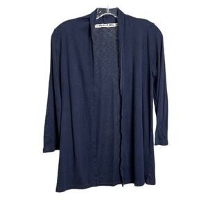 Michael Stars Original Tee Women's OS Cardigan Open Front Navy Blue Soft Classic